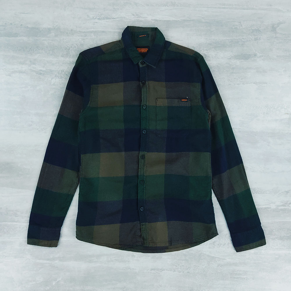 CAMISA A CUADROS MANGA LARGA CASUAL MASCULINO
